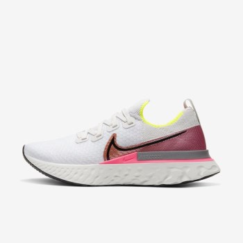 Nike React Infinity Run Flyknit - Női Túracipő - Platina/Rózsaszín/Narancssárga/Fekete